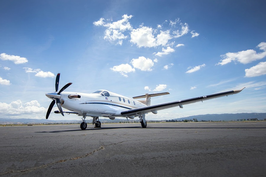 Pilatus PC-12 turboprop on the ramp